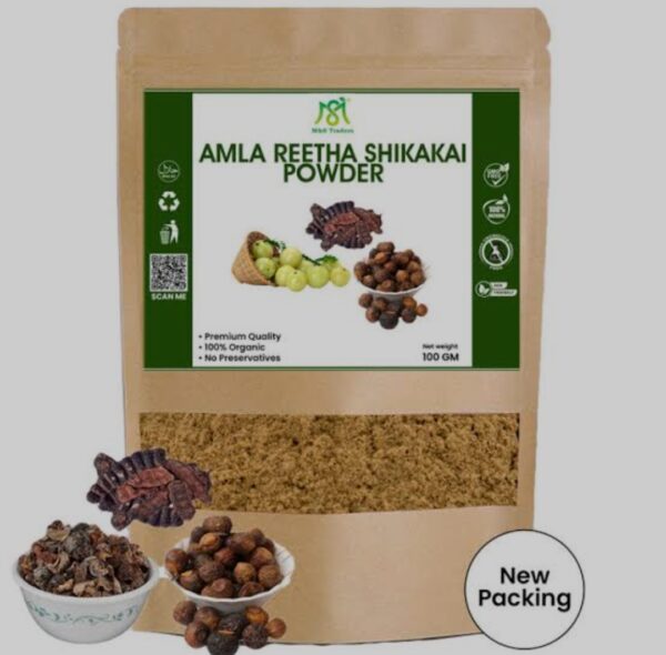 Pack of 3 Amla Reetha Shikakai Powder | Fresh Stock | Premium Quality | 100% Pure & Organic 50g - Image 3